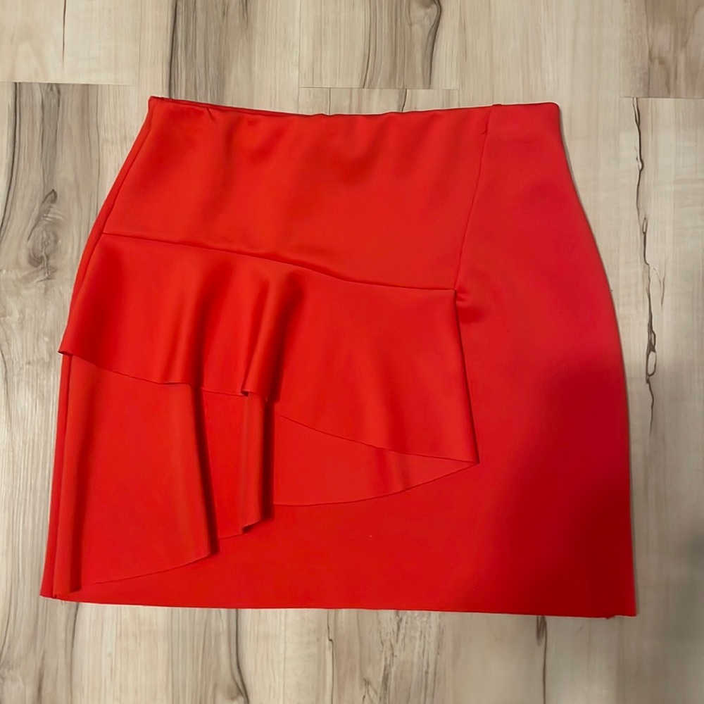 Red orange mini skirt